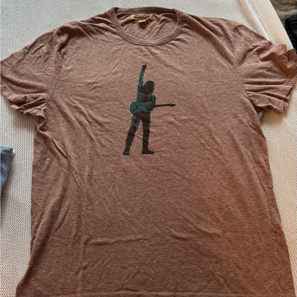 John Varvatos Brown Short Sleeve Tee with Graphic Design
